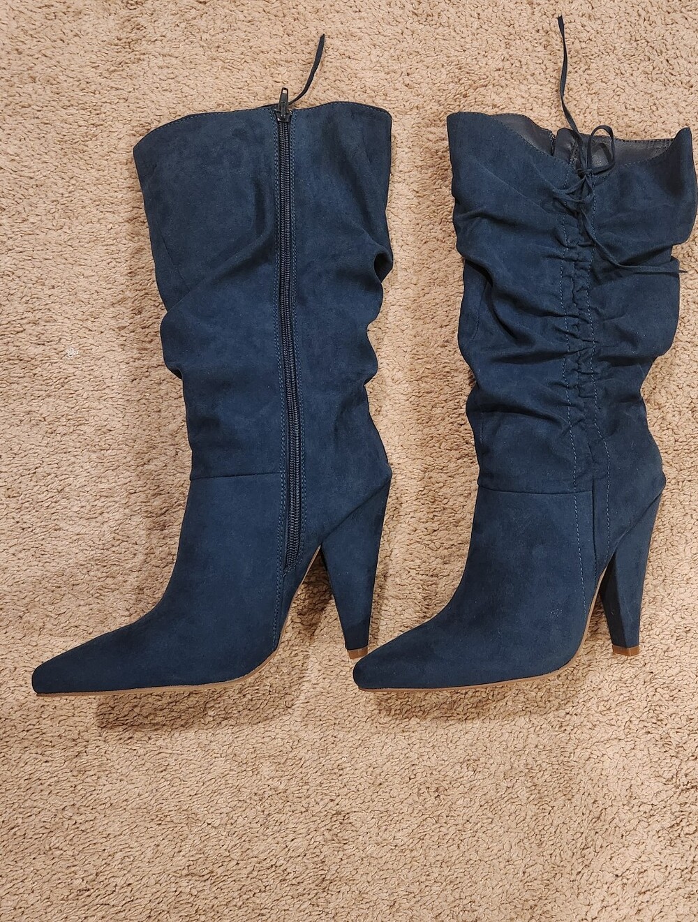 JustFab Navy Suede Over-the-Knee Slouch Boots